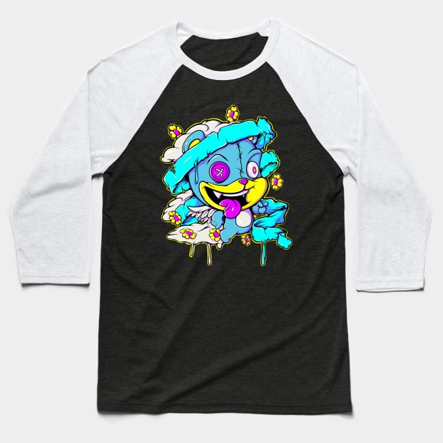 Hip Hop Teddy Bear Hustle Gang Baseball T-Shirt by SWIFTYSPADE